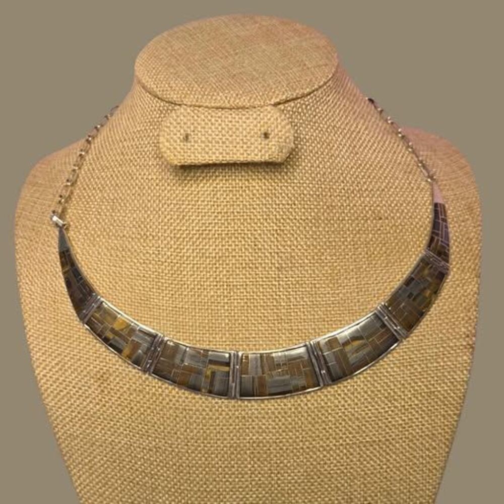 RB Sterling Silver Inlaid Choker Necklace